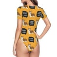 thumbnail image 4 of Easygdp Corgi Women's One-Piece Swimsuit Slim Fit Crew Neck Bodysuit Athletic Swimwear with Concealed Buckle - Small, 4 of 9