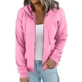 thumbnail image 3 of XINXIAOO Womens Hoodies Long Sleeve Hoodies for Women Zip up Cozy Sweatshirts for Women Pink Crewneck Sweatshirt Womens Fall Fashion Streetwear, 3 of 6