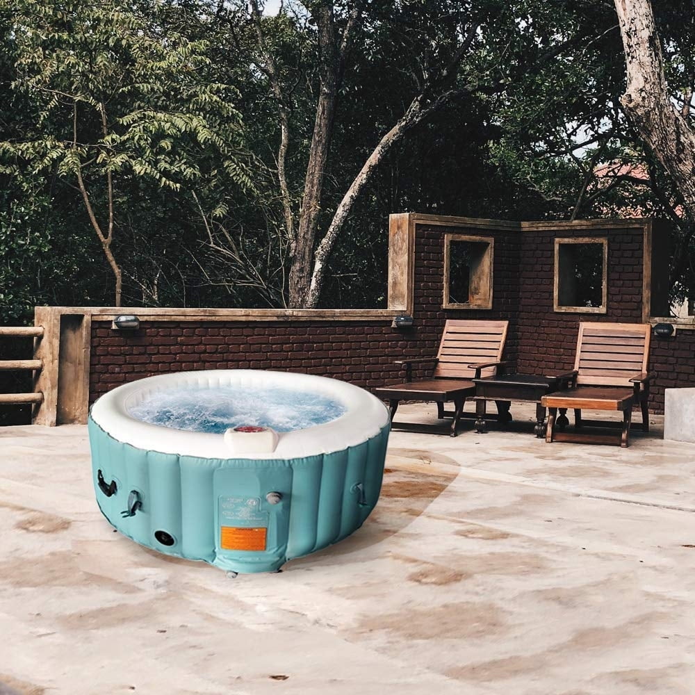 ALEKO HTIR4GRW Round Inflatable Hot Tub Spa With Cover 4 Person 210