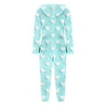 thumbnail image 5 of Xdegoge Adult Onesies Fleece Pajamas Fuzzy Hooded Zip Up One Piece Jumpsuit Heart Graphic Loungewear Sleep Pajama Sherpa Warm Winter Clothes, 5 of 5
