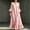Pink, variant on Women's V Neck Flowy Midi Dress, 3/4 Bell Sleeve Ruffle Hem Loose Casual Dress with Side Pockets, Boho Vacation Dress for Beach Daily Outfits Pink XL(XL)