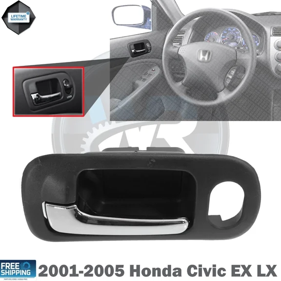 WIDE RANGE PARTS Inner Door Handle Left Driver Side Compatible with 2001-2005 Honda Civic EX LX Hybrid