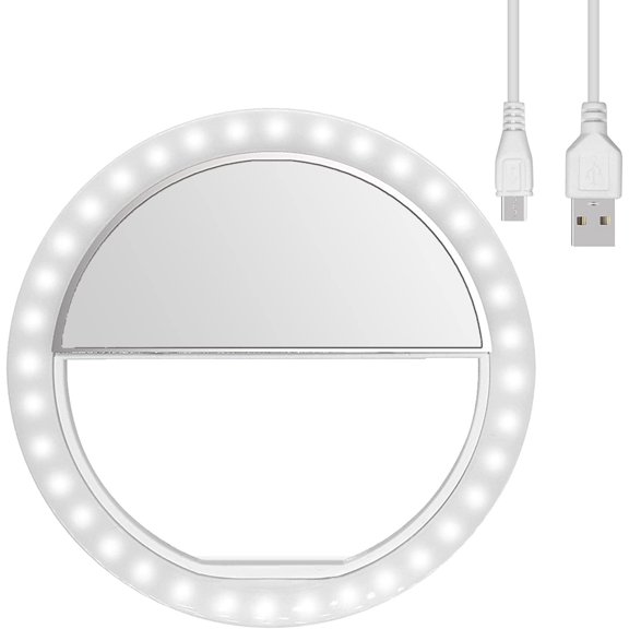Ring Light, [Latest Version] Rechargeable Selfie Ring Light 3 Levels of Brightness 36 LED with Adjustment Clip on Cell Phone for Youtube, Facebook, Live Stream, ETC.