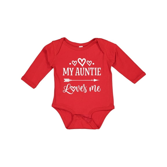 Inktastic Auntie Loves Me Baby Clothes Boys or Girls Long Sleeve Baby Bodysuit