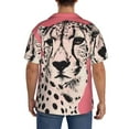 thumbnail image 3 of Wukai Pink Cheetah Art Men's Casual Short-Sleeve Button Down Shirt,Cuban Shirts for Men,Mens Short Sleeve Dress Shirts-Small, 3 of 5