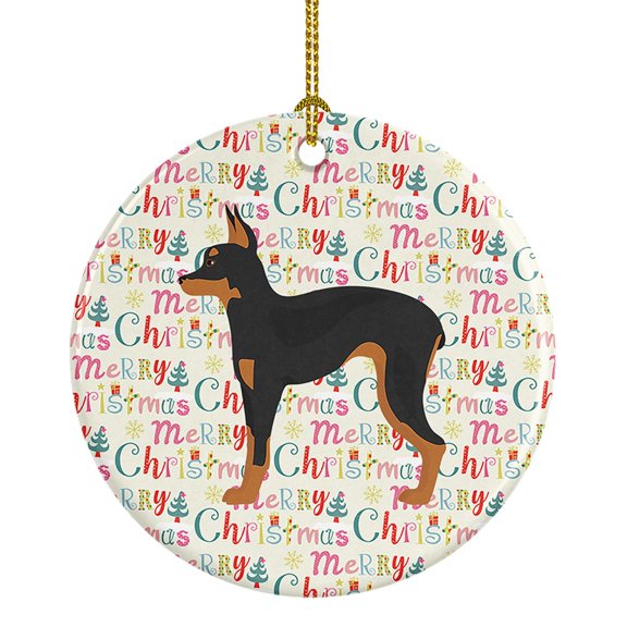 Russian Tor Terrier Merry Christmas Ceramic Ornament 2.8 in x 2.8 in