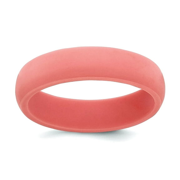 Silicone Simulated Coral 5.7mm Domed Band Size 5 Ring for Women and Men - .8 Grams