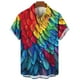 thumbnail image 2 of Camisas hawaianas de verano, camisas casuales para hombres, camisas con estampado de plumas para hombres, ropa de manga corta con solapa para hombres, camisas Aloha holgadas, 2 of 5