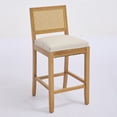 thumbnail image 5 of Jianyuan Song 4 Pcs Rattan Back Bar Stools Set, Solid Wood Bar Height Chairs with Linen Cushion, 38.6" Tall Kitchen Island Stools for Dining Room & Café, Available in Beige, 5 of 13