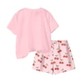 thumbnail image 7 of Afuyipoi Boys Girls Letter Print Short Sleeve T-Shirt and Elastic Waist Shorts 2-Piece Casual Outfit Set, Soft Rayon Blend Playwear Pink Size 13-14 Years, 7 of 7