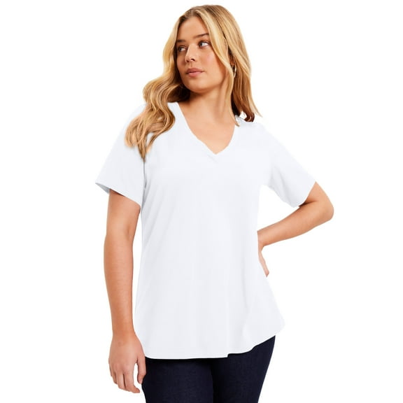 June   Vie Women's Plus Size Short-Sleeve V-Neck One   Only Tee