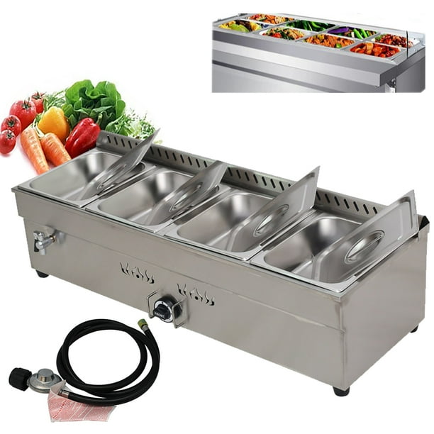 TECHTONGDA LP Gas Food Warmer Canteen Steam Heater 4Pan with Pressure