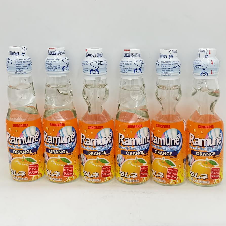 Hata Ramune Japanese Soda 6.76 oz, Assorted Flavors, 6-Pack Marble