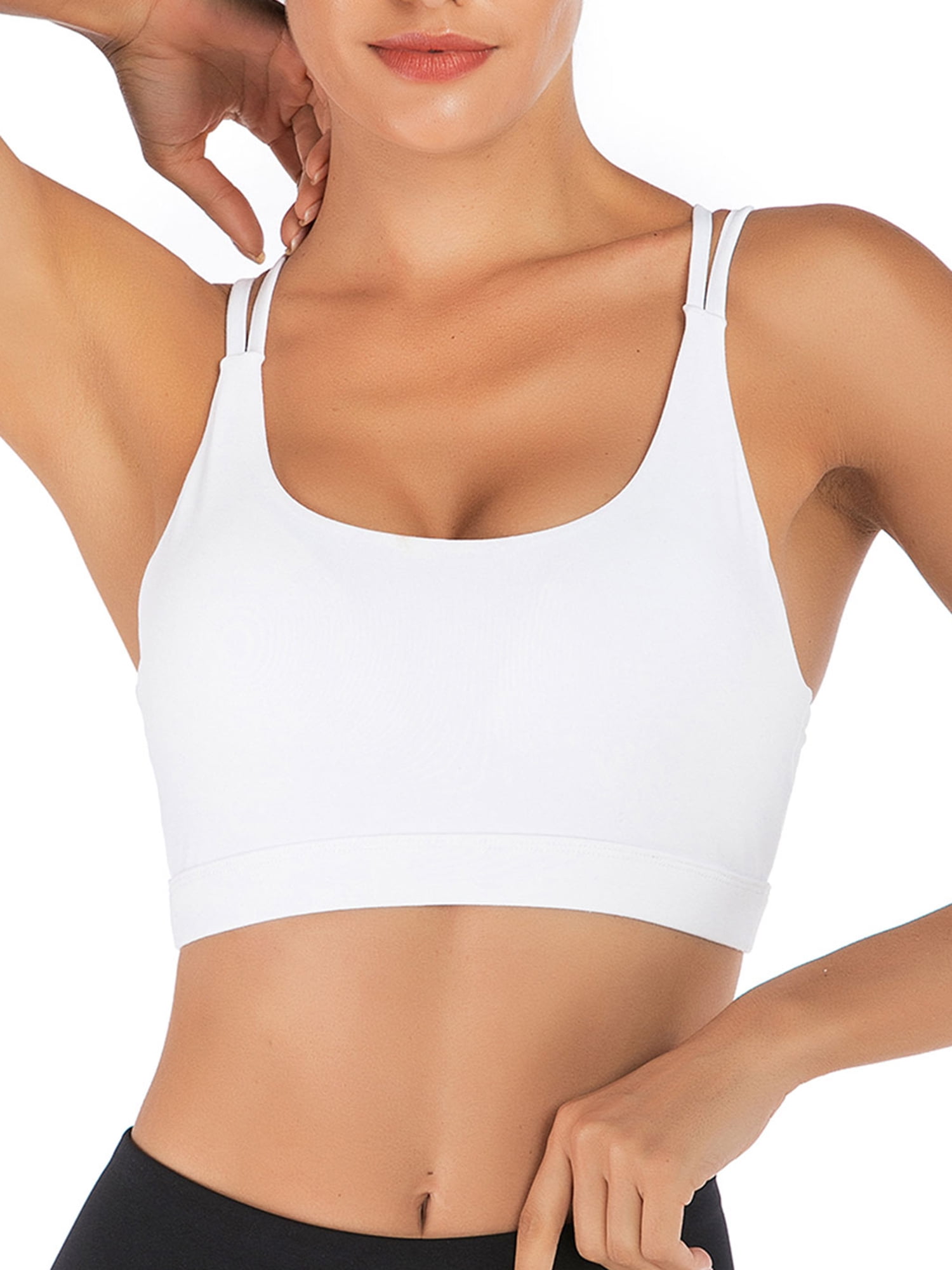 Junlan Womens Sports Bra Pullover Open-Back with Adjustable Straps Support for Active Yoga 