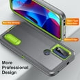 thumbnail image 6 of Feishell Case for Motorola G Pure 6.5 inch,Heavy Duty 3 Layer Military Protection with Hidden Kickstand Shock Resistant Armor Hybrid Bumper Rugged Rubber Phone Cover,Gray+Green, 6 of 8