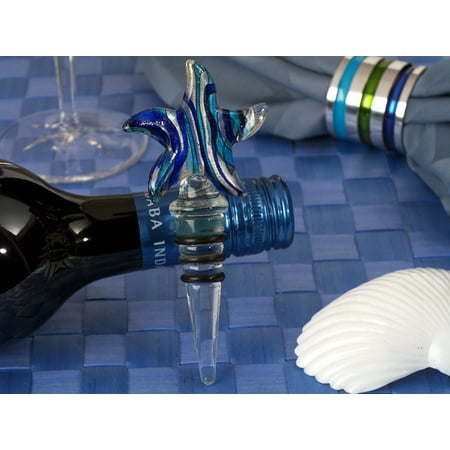 - Murano art deco starfish design stopper silver and blue color glass