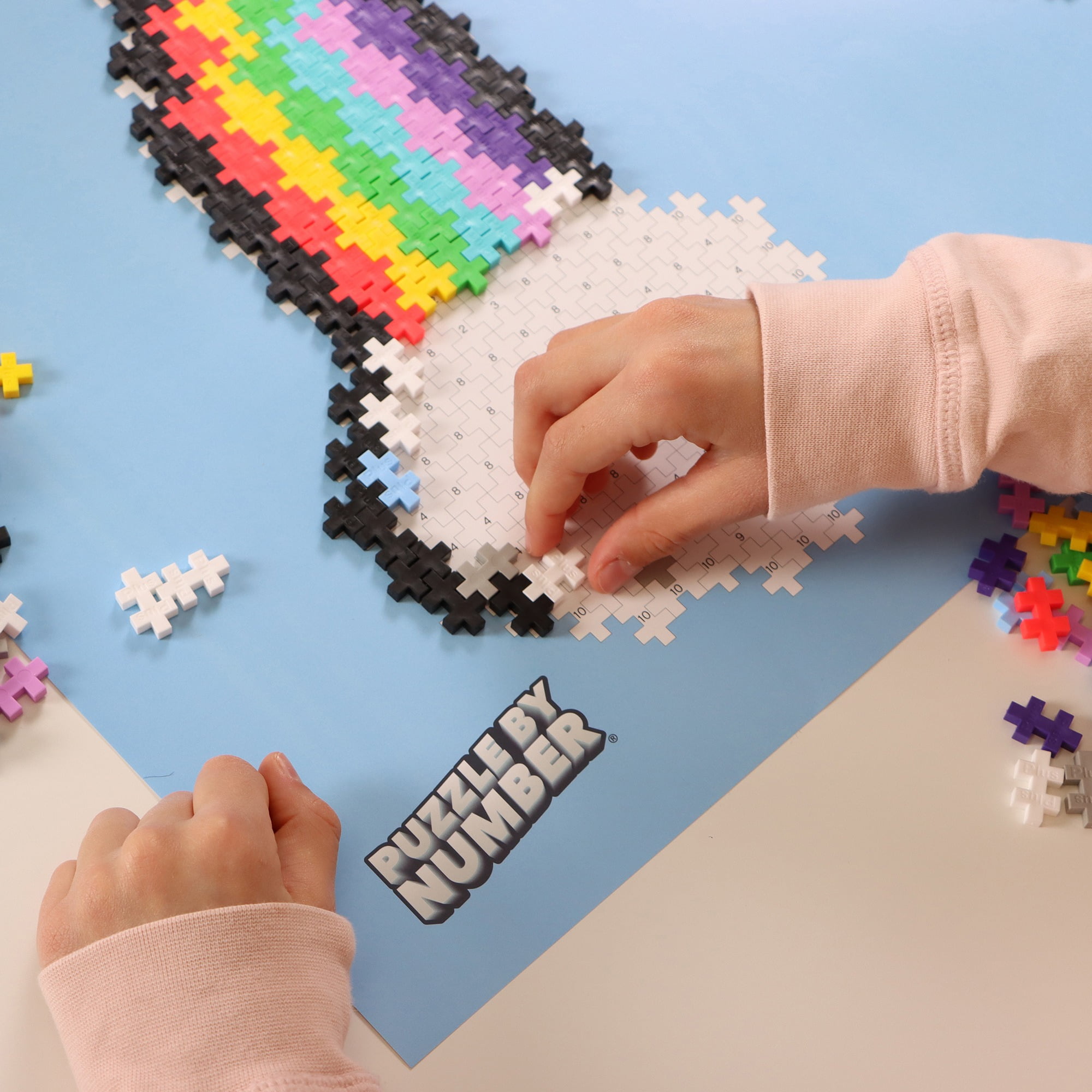 Plus-Plus: Puzzle by Number - Rainbow - 500 Piece - Color To Number Matching, Interlocking Mini Blocks, Construction Building STEM Toy, Kids Ages 5+