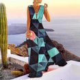 thumbnail image 2 of USSUMA Sleeveless Sundresses for Women Floral Print Maxi Beach Party Dresses High Waist Flowy A Line Swing Long Sun Dresses Women's Summer Casual V-Neck Dress Wedding Guest, 2 of 8