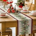thumbnail image 2 of Christmas Table Runner Bird Eucalyptus Leaves Table Runners Pine Cones Berry Buffalo Plaid Cotton Linen Dresser Scarf Kitchen Dining Table Decor for Christmas Holiday Party Decor 13x36 Inch, 2 of 9