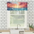 thumbnail image 3 of Cortinas de playa con cenefas para decoración del hogar, diseño de fantasía, océano, puesta de sol, olas del mar, paisaje natural de verano, cenefas de ventana para sala de estar, cocina, 54 x 18, 3 of 6