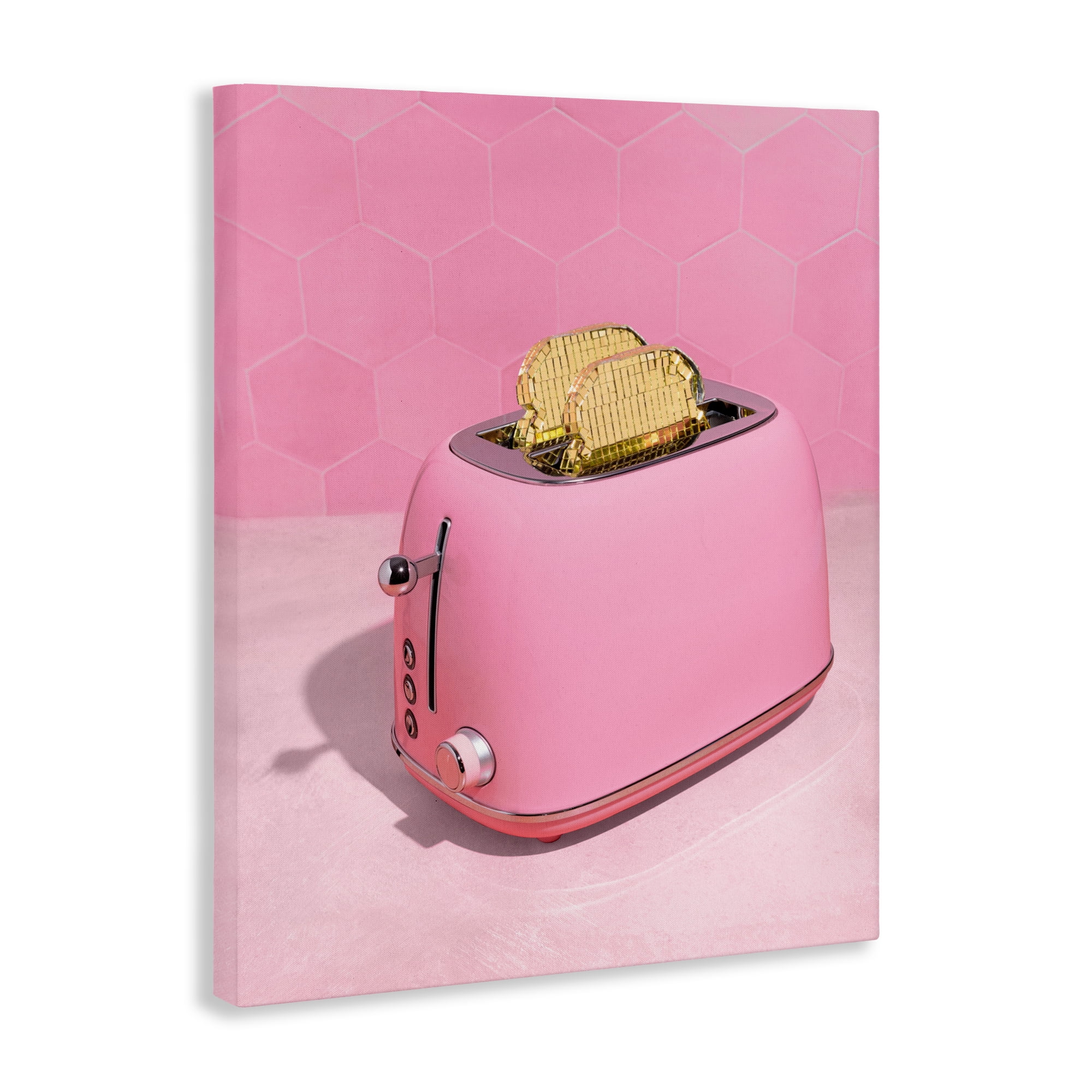 Stupell Industries Golden Toaster over Pink Canvas Wall Art, design by LISH Creative