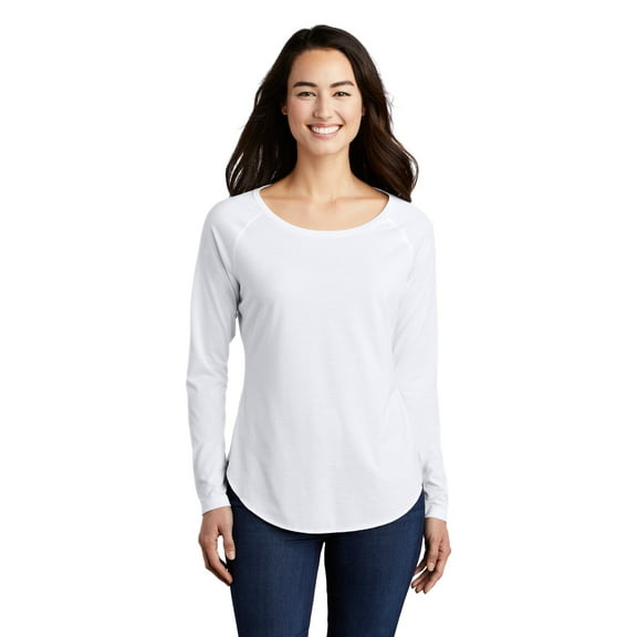 Sport-Tek Ladies PosiCharge Long Sleeve Tri-Blend Wicking Scoop Neck Raglan Tee LST400LS