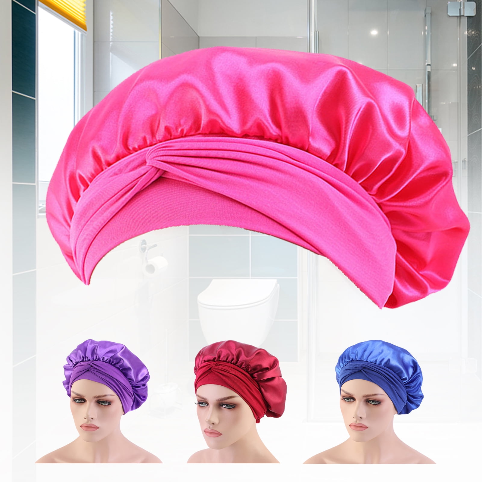 Cy SHWAILLT Big Satin Bonnet Silk Bonnet for Sleeping Satin Hair