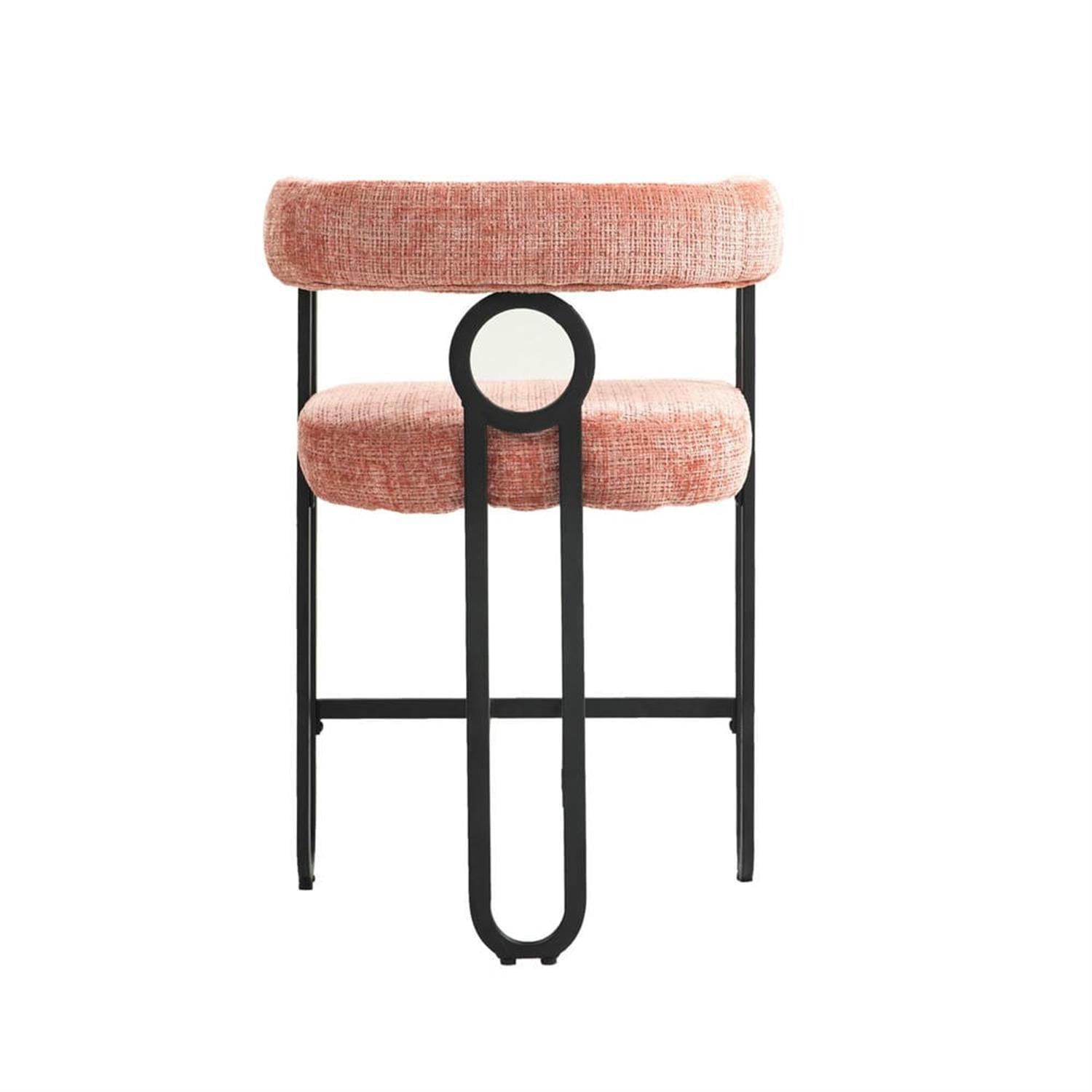 Demi Bonn 34" Counter Height Bar Stools Set of 2, Upholstered Barstools with Back, Kitchen Island Countertop Chairs for Dining Room, Pink