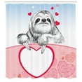 thumbnail image 3 of Ambesonne Sloth Shower Curtain, Romantic Sloth in Love, 69"Wx84"L, Pink Pale Blue Black, 3 of 3