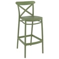 thumbnail image 1 of Compamia Cross Tabouret de Bar Contemporain en Résine pour Intérieur et Extérieur - Ensemble de 1, Vert Olive, 1 of 7