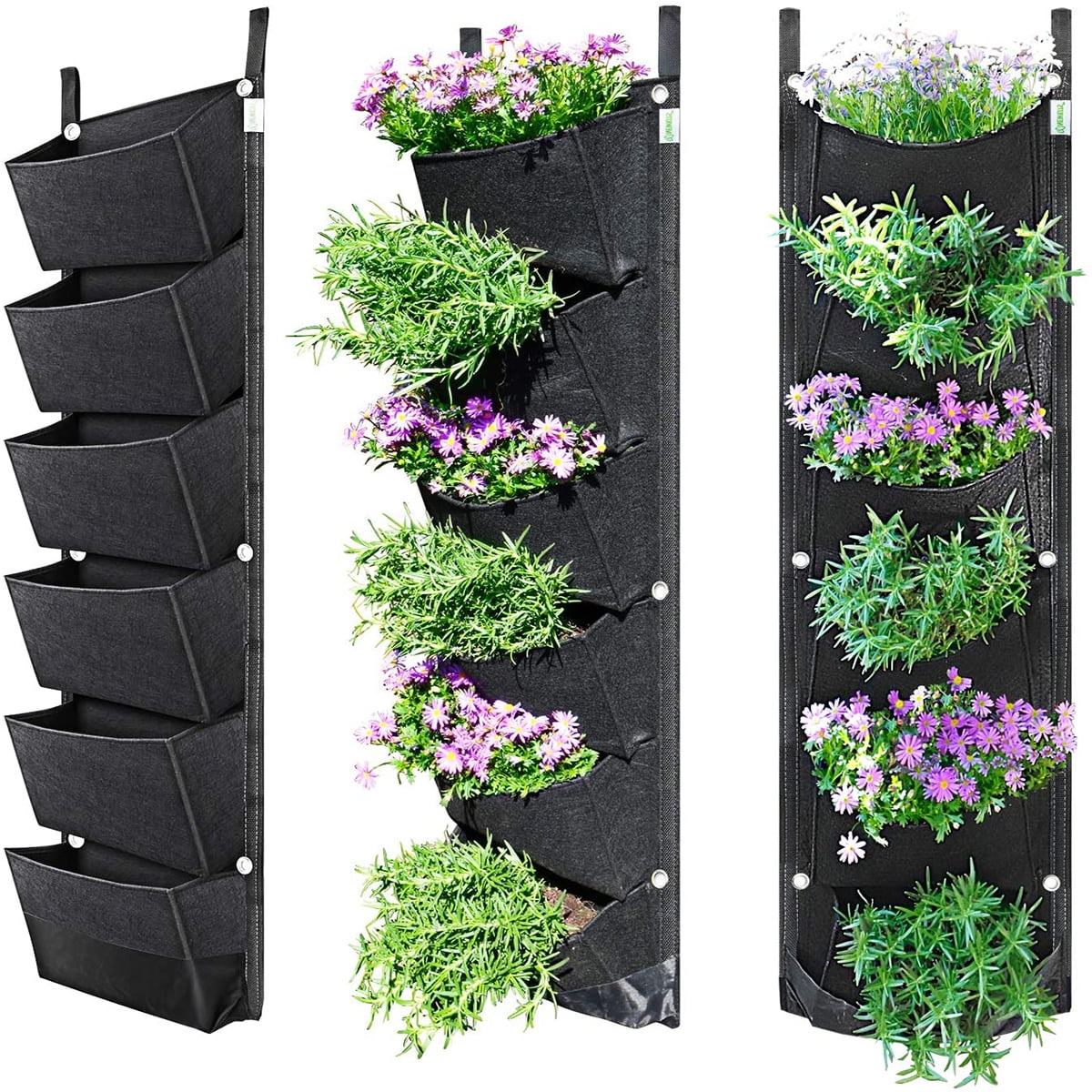 Kepooman Vertical Waterproof Hanging Garden Planter with 6 Felt Pockets, Black Kepooman Vertical Waterproof Hanging Garden Planter with 6 Felt Pockets, Black
