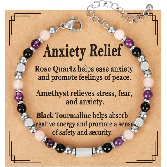 Natural Crystal Bracelet for Women - Protection & Positive Energy, Adjustable 6.5 1.8 Inches, Gift for Mom, Daughter, Friend