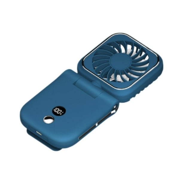 Ventilador pequeño Ventilador portátil Ventilador de bolsillo compacto y liviano Recargable por USB Ventilador de mano Ventilador con clip para viajes Azul