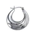 thumbnail image 2 of Stellar White� Rhodium Medium Oval Polished Hoop Earrings, 2 of 6