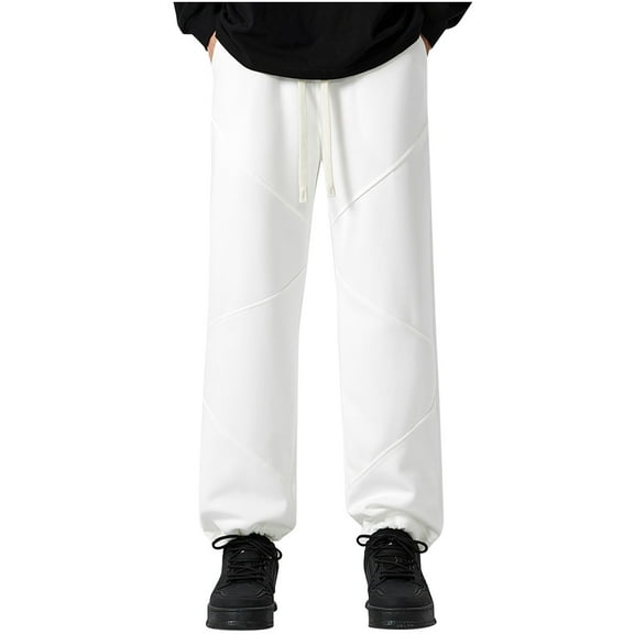 sususu Sweatpants Men Baggy,Men's Casual Pants Comfortable Stretch Relaxed Fit Lightweight Breathable Soft Fabric For Everyday Wear And Outdoor Activities,White,XL