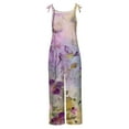 thumbnail image 5 of QATAINLAV Womens Fashion Floral Printed Hippie Jumpsuits Spaghetti Strap Linen Sleeveless Bib Overalls with Pockets, Multicolor, M, 5 of 6