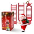 thumbnail image 5 of Venoro Christmas Tree Decorations Santa Claus Climbing Ladder Electric with Light and Music, White, 5 of 14