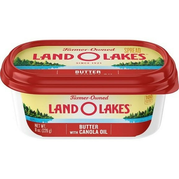 Land O Lakes Butter with Canola Oil, 8 Ounce -- 12 per case