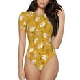 thumbnail image 2 of Uemuo Daisies Flowers Pattern Women's One Piece Short Sleeve Swimsuit Rash Guard Surfing Modest Quick-drying Swimsuit Beach Essentials-X-Large, 2 of 9