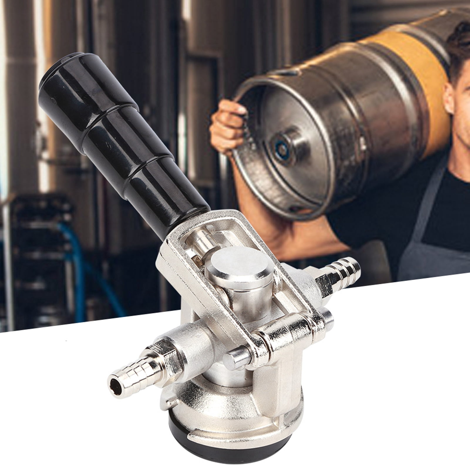 Yajisi D Type Stainless Steel Beer Keg Coupler Tap Dispenser Equipment with Pressure Reducing Valve for Home Brewing Supplies, 4.1 x 2.4 in / 10.3 x 6 cm