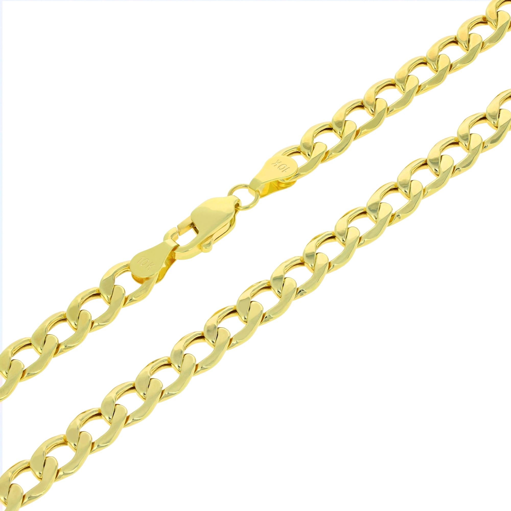 Nuragold 10k Yellow Gold 6.5mm Cuban Curb Link Chain Pendant Necklace