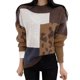 thumbnail image 2 of Suéter de Punto con Cuello Redondo y Larga para Mujer, Otoño e Invierno, con Estampado de Leopardo y Bloques de Color. Talla Única, 2 of 10