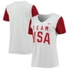 Women's Nike White/Red Team USA Performance Cotton Slub Colorblock V-Neck T-Shirt