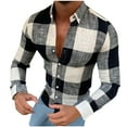 thumbnail image 3 of DDAPJ pyju Mens Plaid Dress Shirt Slim Fit Long Sleeve Casual Button Down Shirts Wrinkle Fress Business Office Shirt Lightweight Gingham Shirts Clearance Sale Black L, 3 of 7