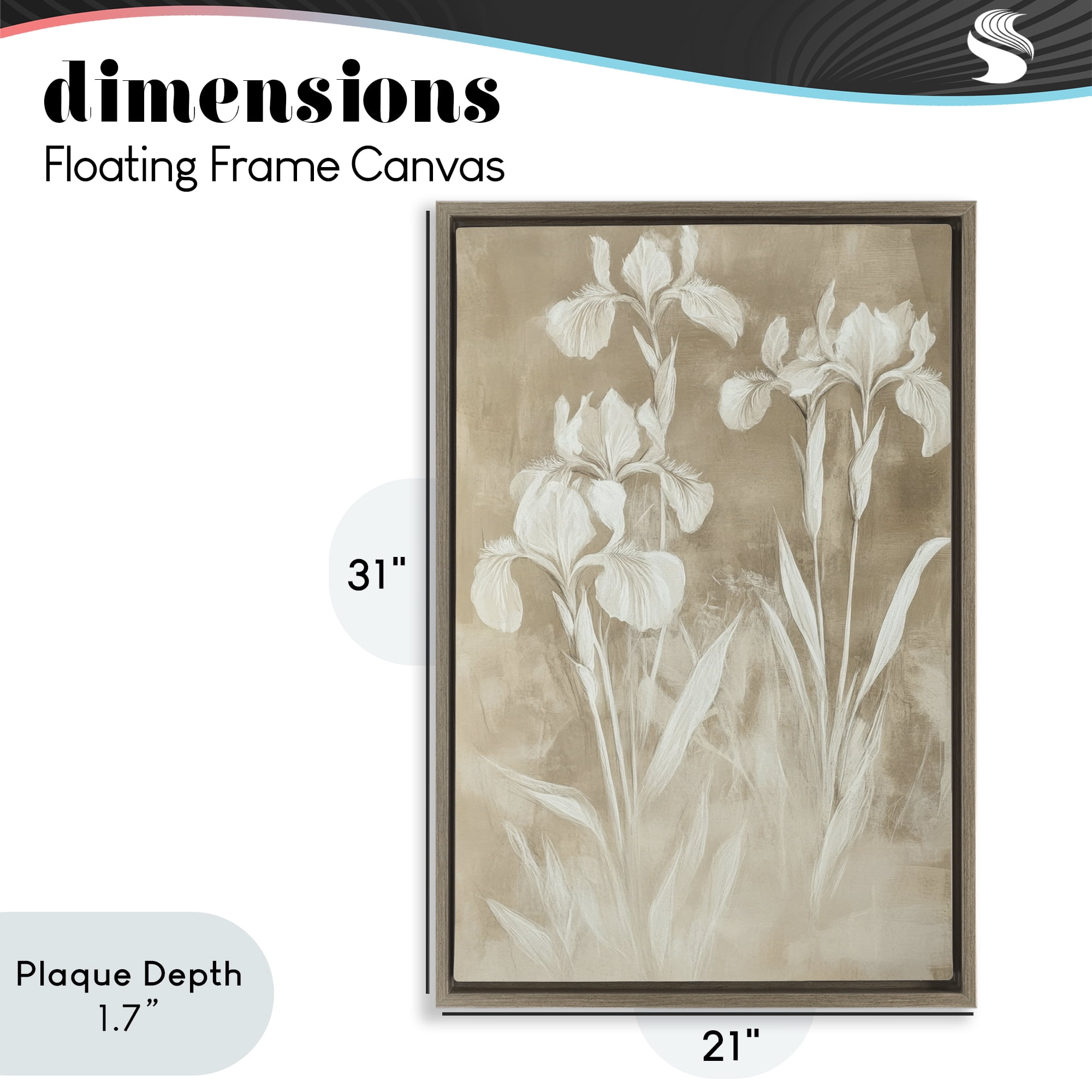 Stupell Industries Neutral Iris Botanical Study Brown Framed Floater Canvas Wall Art, design by Petal Prints Design