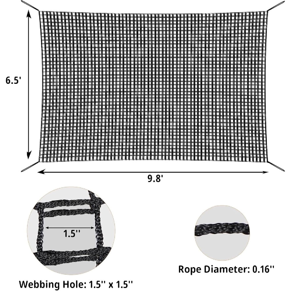 Climbing Cargo Net - 6.5'~14.7' x 9.8', Double Layer Playground Safety Net with Storage Bag for Kids' Outdoor Treehouse