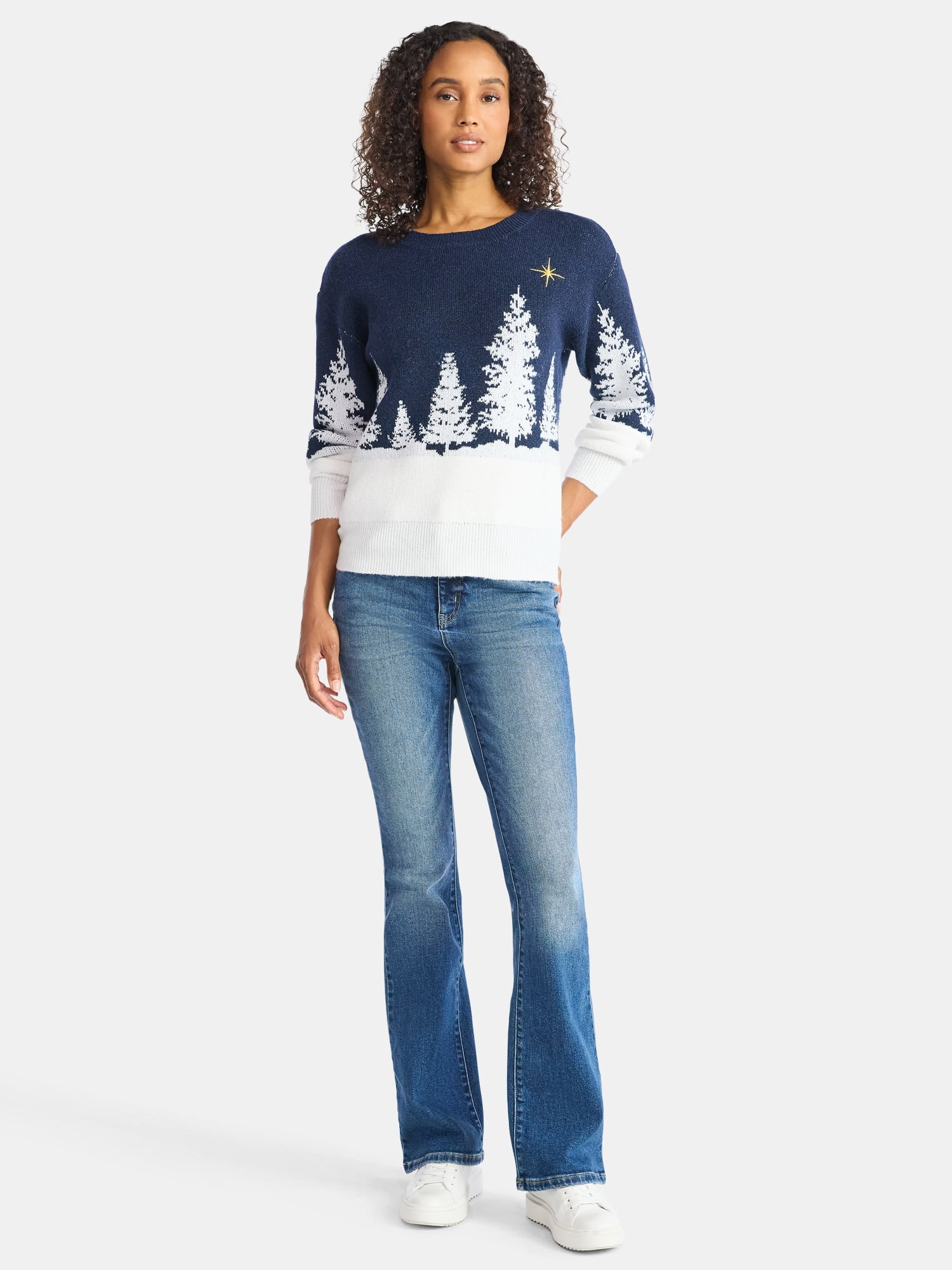 Holiday Time Women's and Women's Plus Pretty Christmas Sweater, Sizes XXS-3X