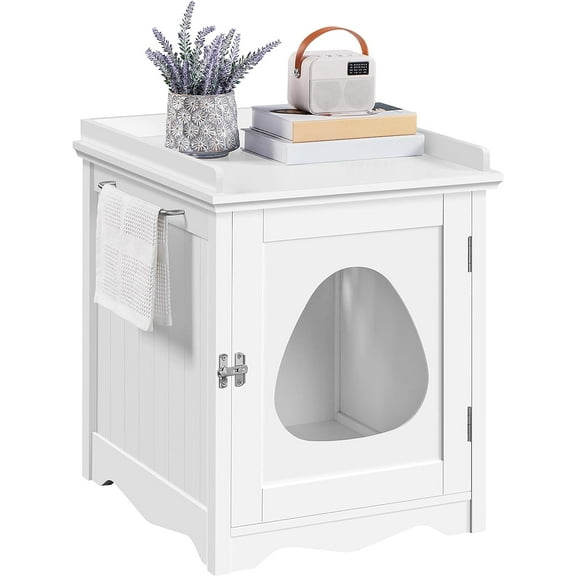 GHooa Hidden Cat Litter Box Enclosure Furniture, Cat Washroom Enclosed Litter Box Decorative House & Side Table, Pet Crate