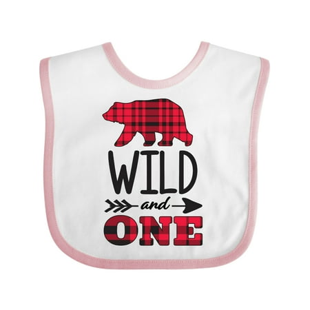 

Inktastic Plaid Bear Wild and 1 with Arrow Gift Baby Boy or Baby Girl Bib
