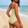 thumbnail image 4 of Antinious Women Solid Padded Wireless Loose Drawstring Tankini Bikinis Set Outdoor Beach Swim Wear, 4 of 5